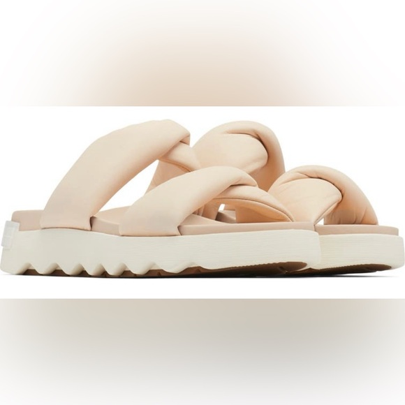 Sorel Shoes - NIB Size 6 Viibe Twist Slide Women’s Flat Sandal in Nova Sand, Chalk